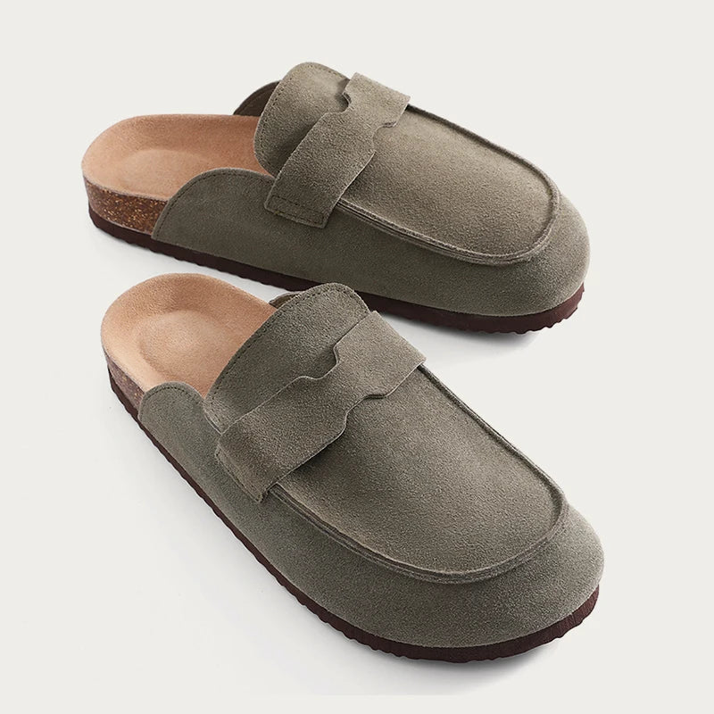 Smile PoP Cork Suede Clogs Slippers For Women Men Clogs Shoes Classic Cork Antislip Outdoor Slippers With Arch Support Mules